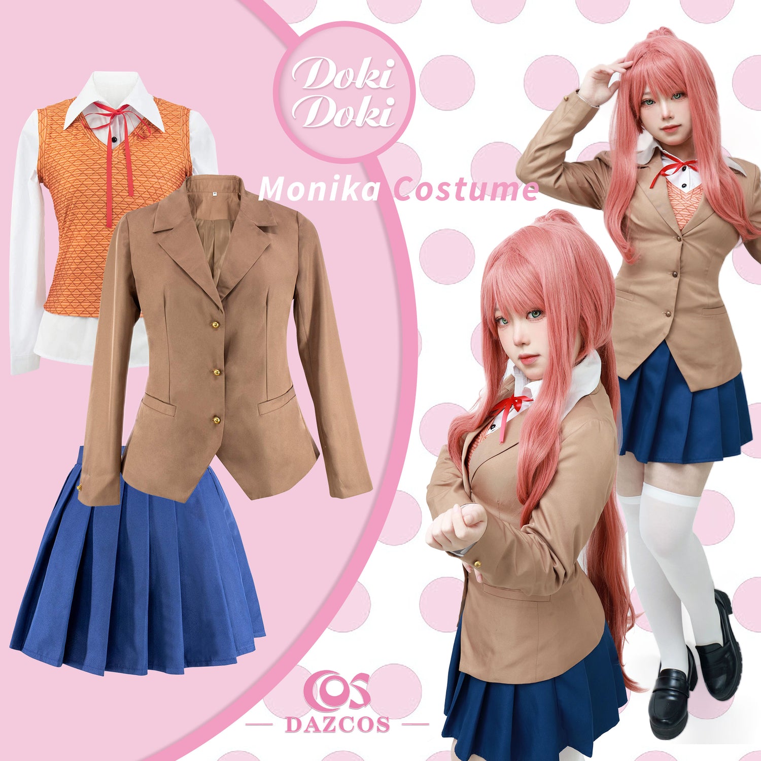 Doki Doki Monika Cosplay Costume