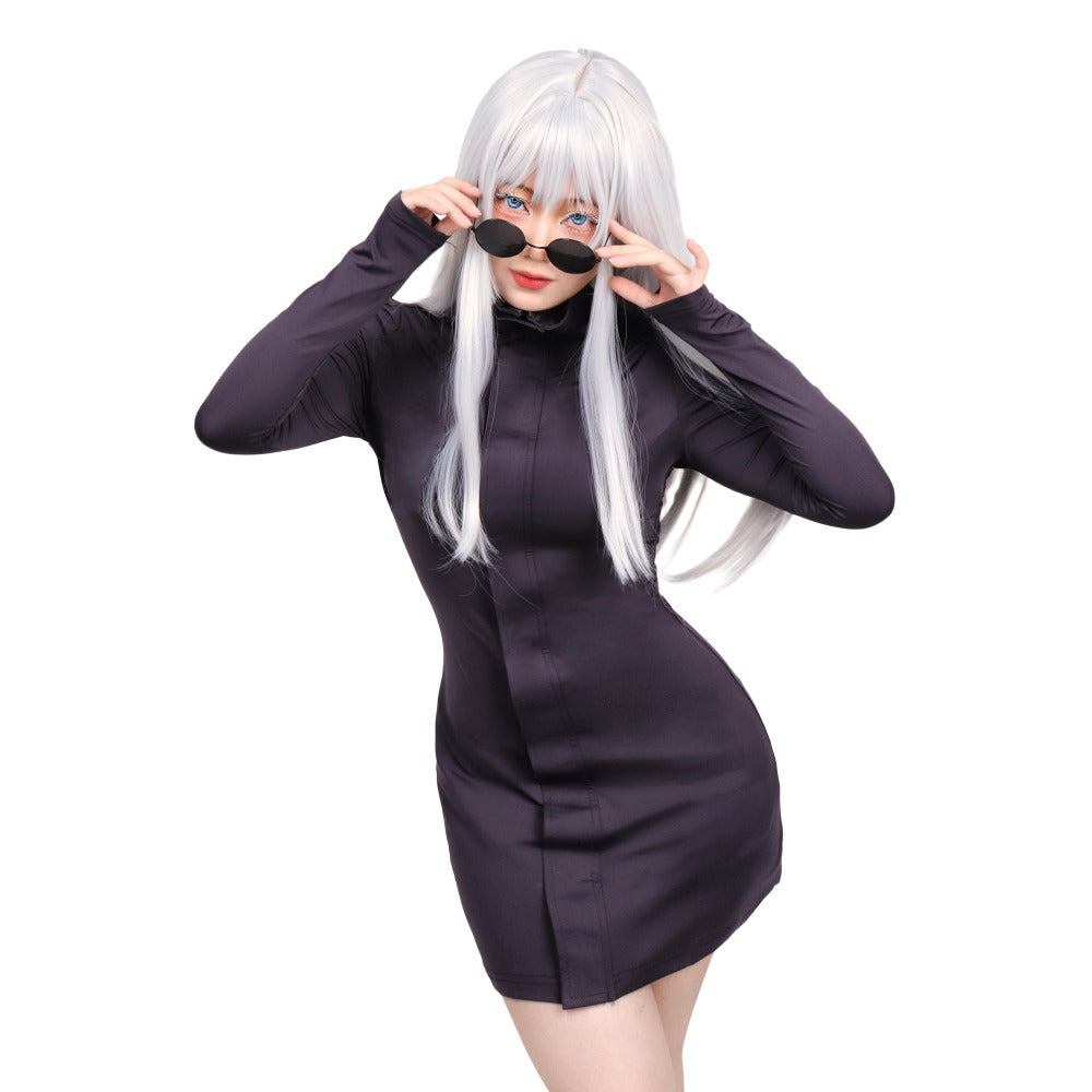 Female Gojo Satoru Cosplay Available With Bodycon Dress & Glasses