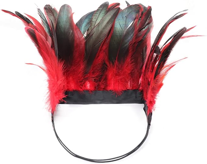 Peacock Feather Crown Carnival Headpiece Showgirl Headdress 1920s Flapper Accessories