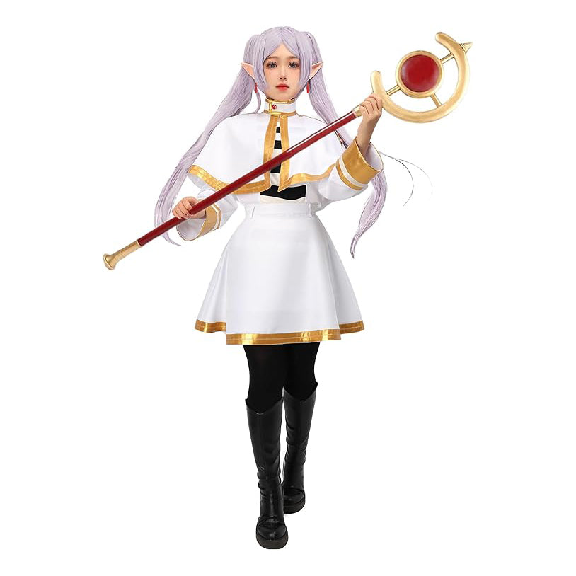 Frieren Costume Elf Cosplay White Cape Skirt Uniform