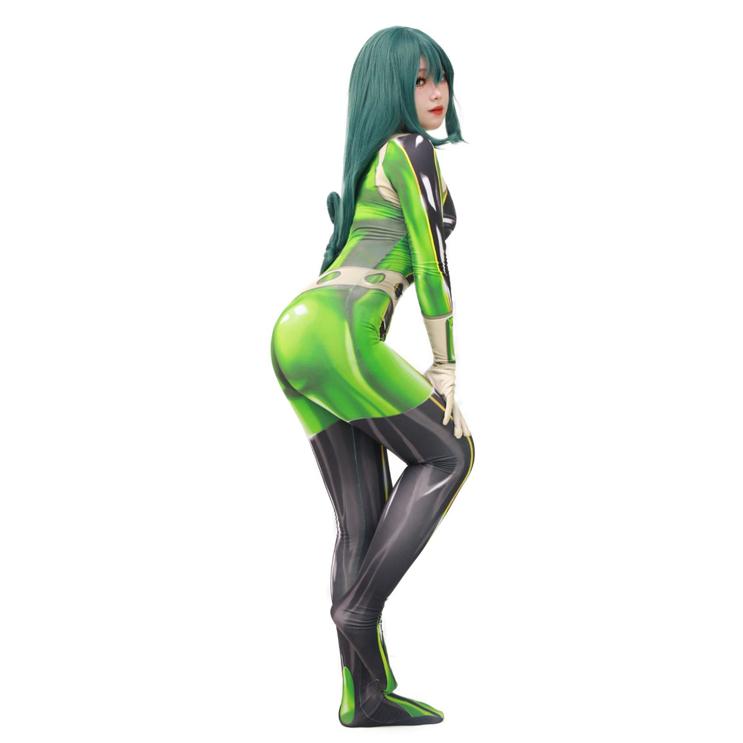 Womens US Size 0-18 Froppy Asui Tsuyu Cosplay Costume Anime Green Bodysuit