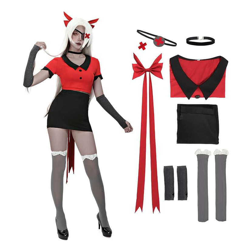 Vaggie Cosplay Costume with Top Skirt Gloves Full Set Uniform Outfit for Women Halloween
