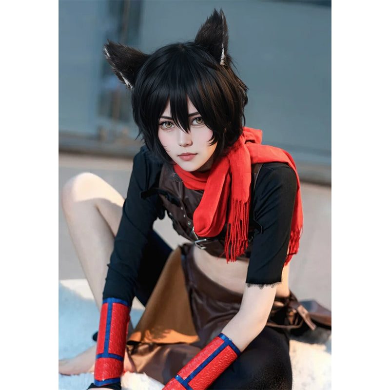 Izutsumi Cosplay Wig with Cat Ears Headband for Halloween Party