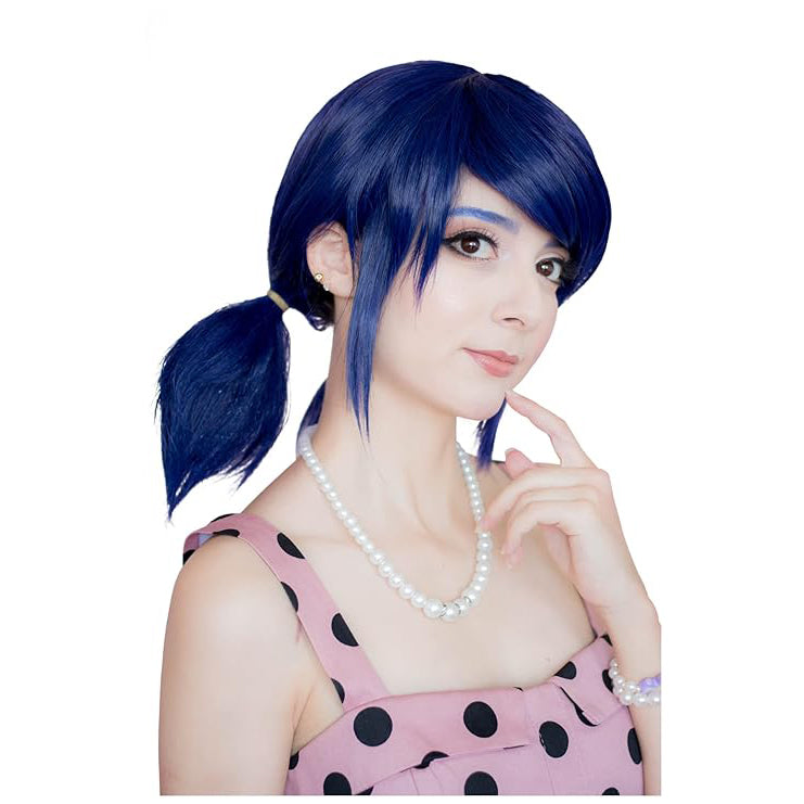 Anime Cosplay Wig For Girls Women Blue Hair With Red Rope