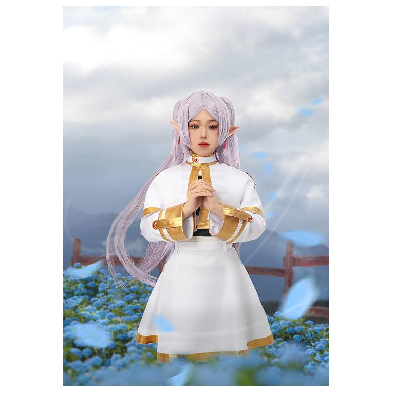 Frieren Costume Elf Cosplay White Cape Skirt Uniform