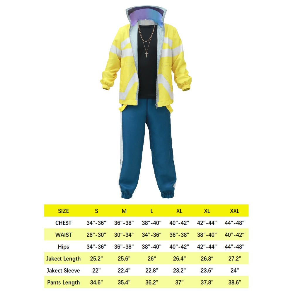 David Martinez Cosplay Outfit Size Chart