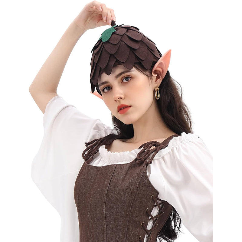 Adult Fairy Hat Pixie Cap Medieval Beret Hat Renaissance Cosplay Headwear Ren Faire Headpiece Costume Accessories