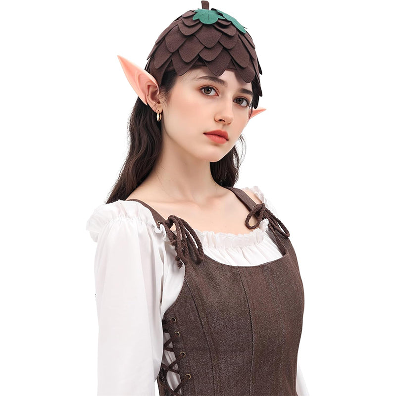 Adult Fairy Hat Pixie Cap Medieval Beret Hat Renaissance Cosplay Headwear Ren Faire Headpiece Costume Accessories
