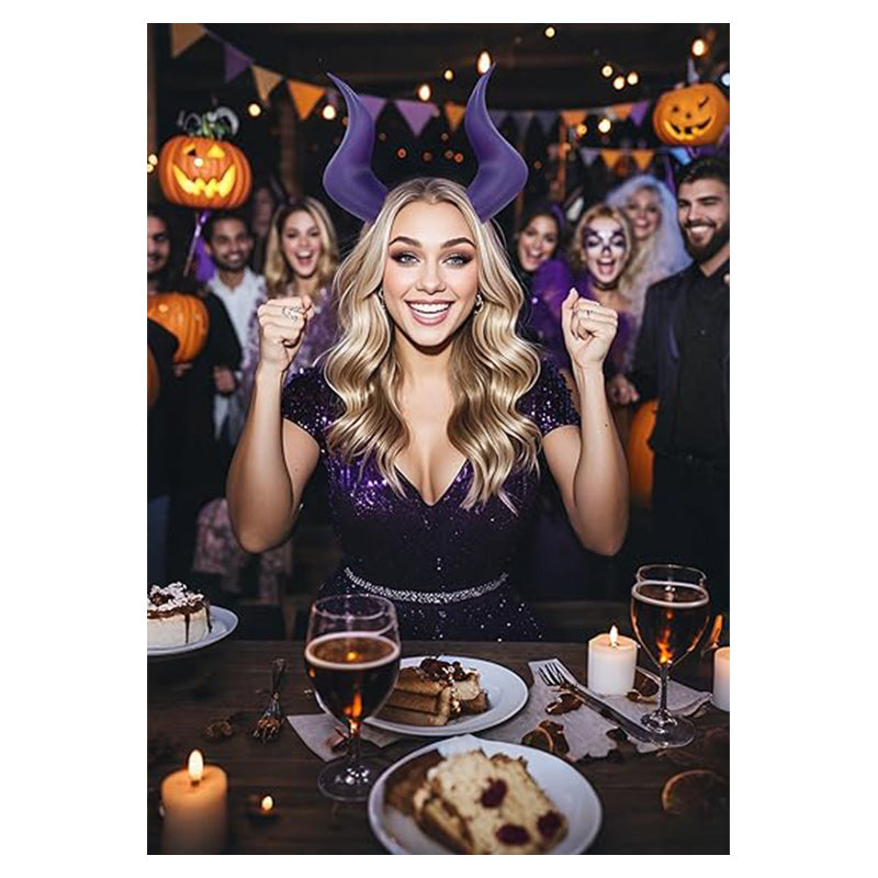 Anime Purple Horn Hairpin Angel Hair Clip Headband Devil Horns Ears Hairband Cosplay Costume Accessories For Halloween Party