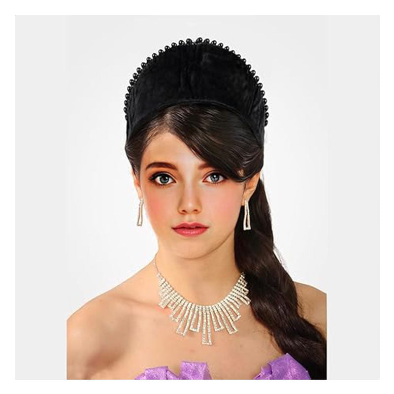 Anne Headband Velvet Pearl Tudor French Hood Gothic Renaissance Halloween Hair Costume Accessories