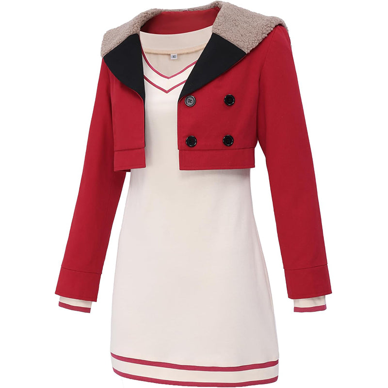 Ayase Cosplay Costume Full Set Outfit Red Suite Jacket Knitted Dress for Halloween Party