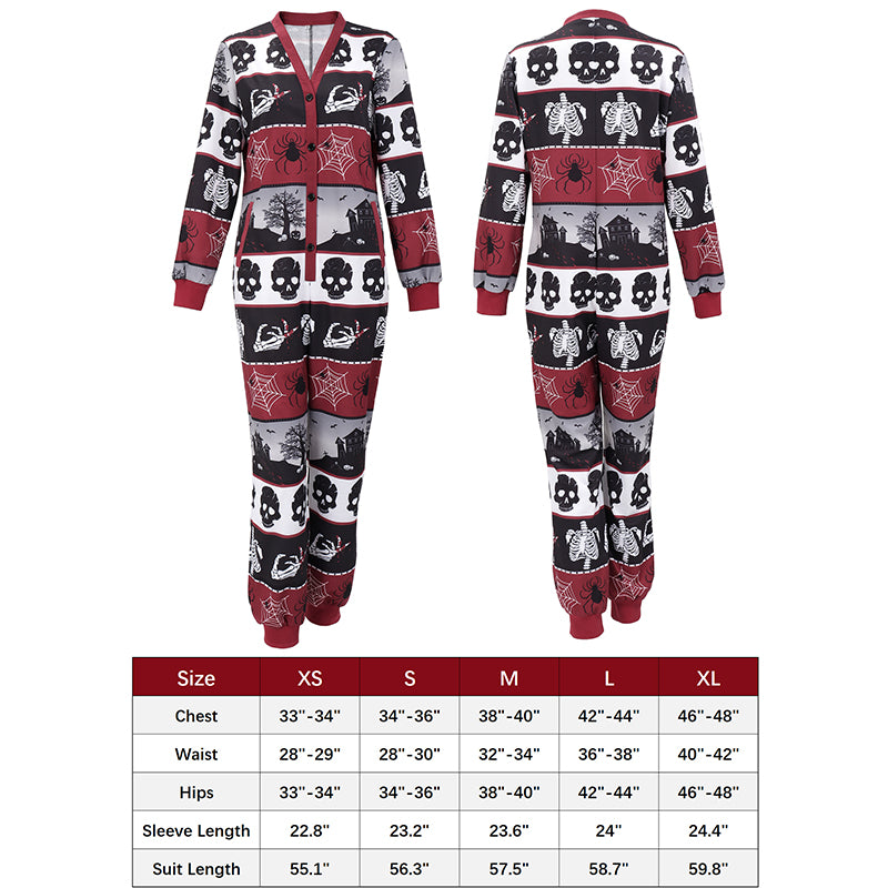 Classic Women Punk Crossbones Pajamas Cosplay Sleepwear Outfits for Halloween