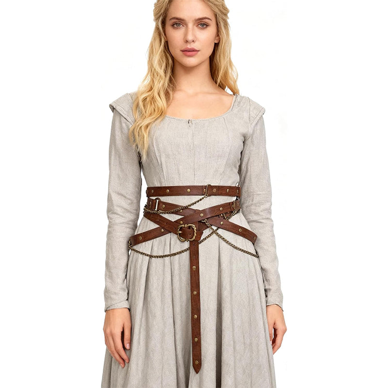 Medieval Belt Pouch Chain Faux Leather Metal Chain Belts Renaissance Pouch Skirt Hikes Dresses Hikes