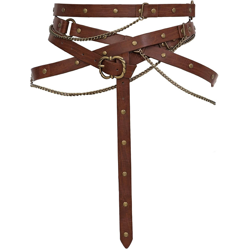 Medieval Belt Pouch Chain Faux Leather Metal Chain Belts Renaissance Pouch Skirt Hikes Dresses Hikes