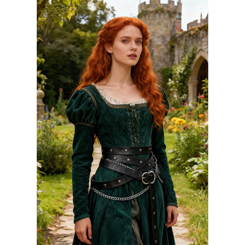 Medieval Belt Pouch Chain Faux Leather Metal Chain Belts Renaissance Pouch Skirt Hikes Dresses Hikes