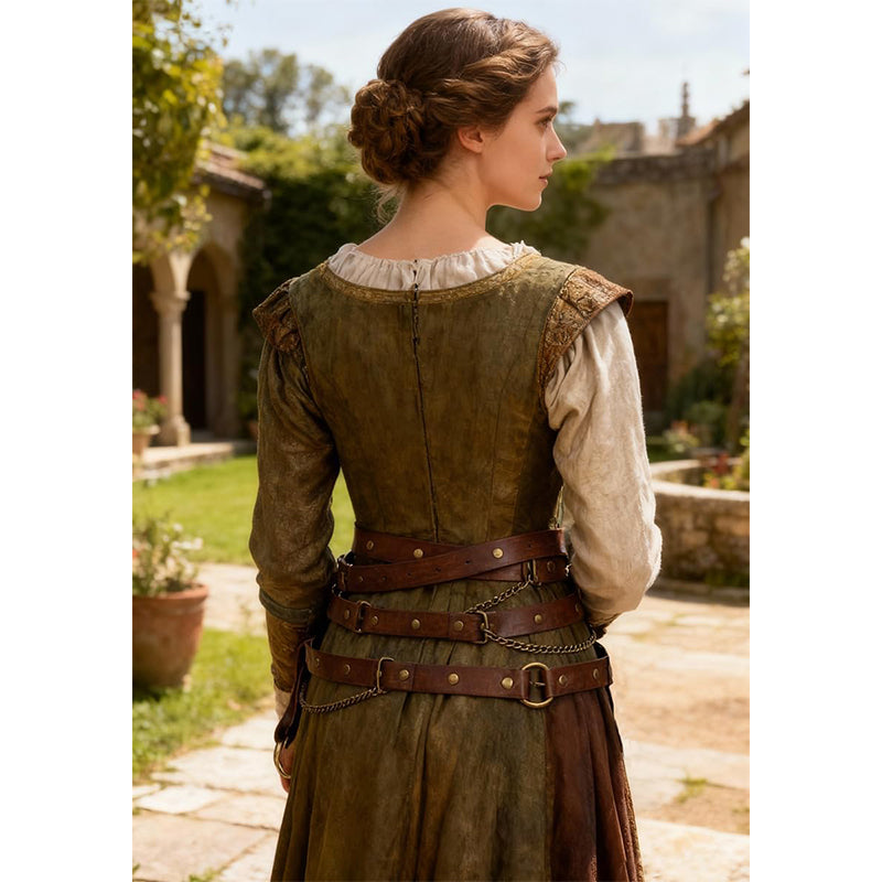 Medieval Belt Pouch Chain Faux Leather Metal Chain Belts Renaissance Pouch Skirt Hikes Dresses Hikes