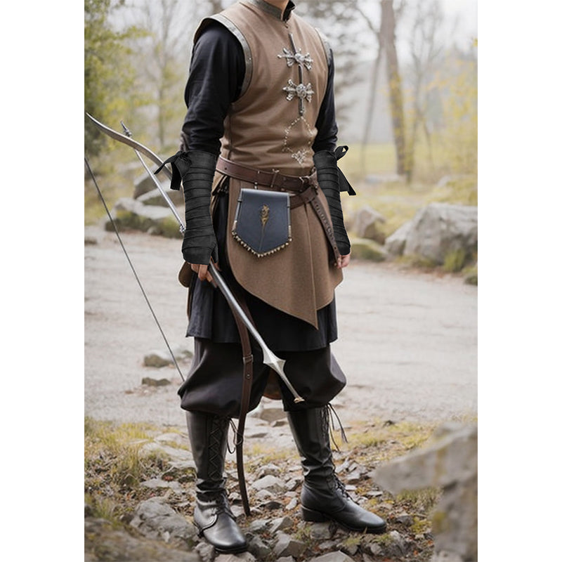 Medieval Hand Wraps Renaissance Faux Suede Bracers LARP Halloween Cosplay Costume Accessories