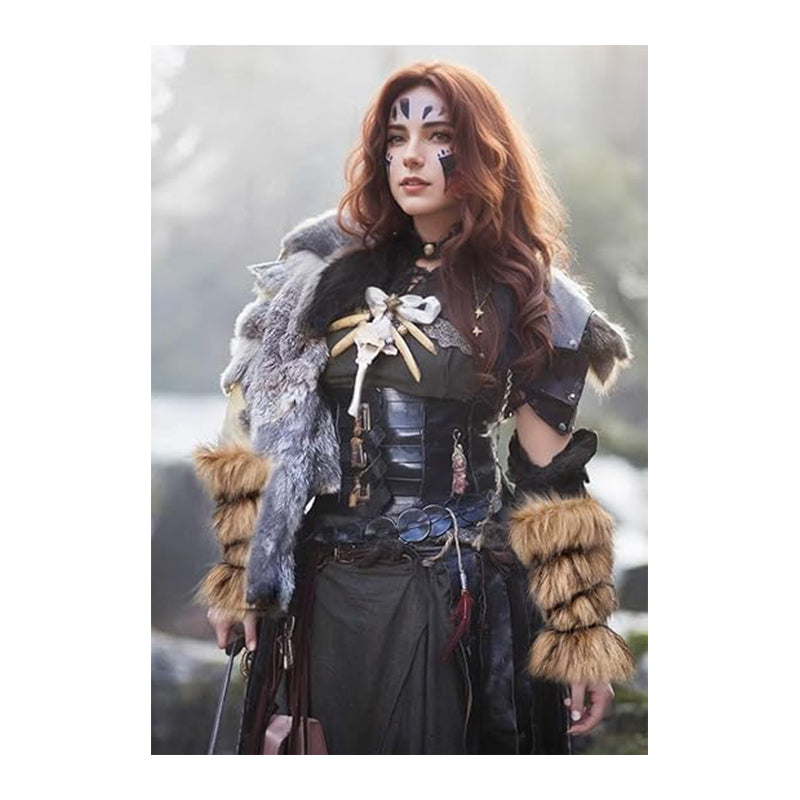 Medieval Bracers Faux Fur Renaissance Arm Wrap Hand Warmer Cosplay Costume Accessories