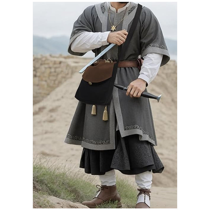 Medieval Canvas Bag Shoulder Handbag Crossbody Pouch Renaissance Vintage Waist Pack Coin Purse Costume Accessories