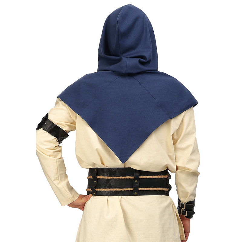 Medieval Cowl Hat Linen Pointed Hem Hooded Cloak Cape Ren Faire Hat Short Cape Cosplay Costume Accessories