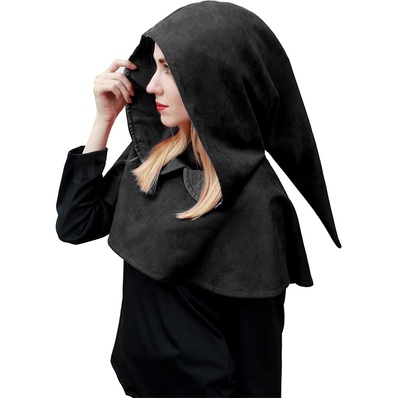 Medieval Cowl Hat Sturdy Faux Suede Pagan Cosplay Costume Accessories for Halloween Party
