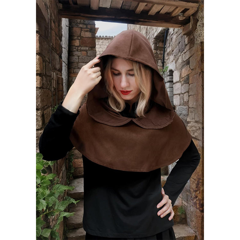Medieval Cowl Hat Sturdy Faux Suede Pagan Cosplay Costume Accessories for Halloween Party