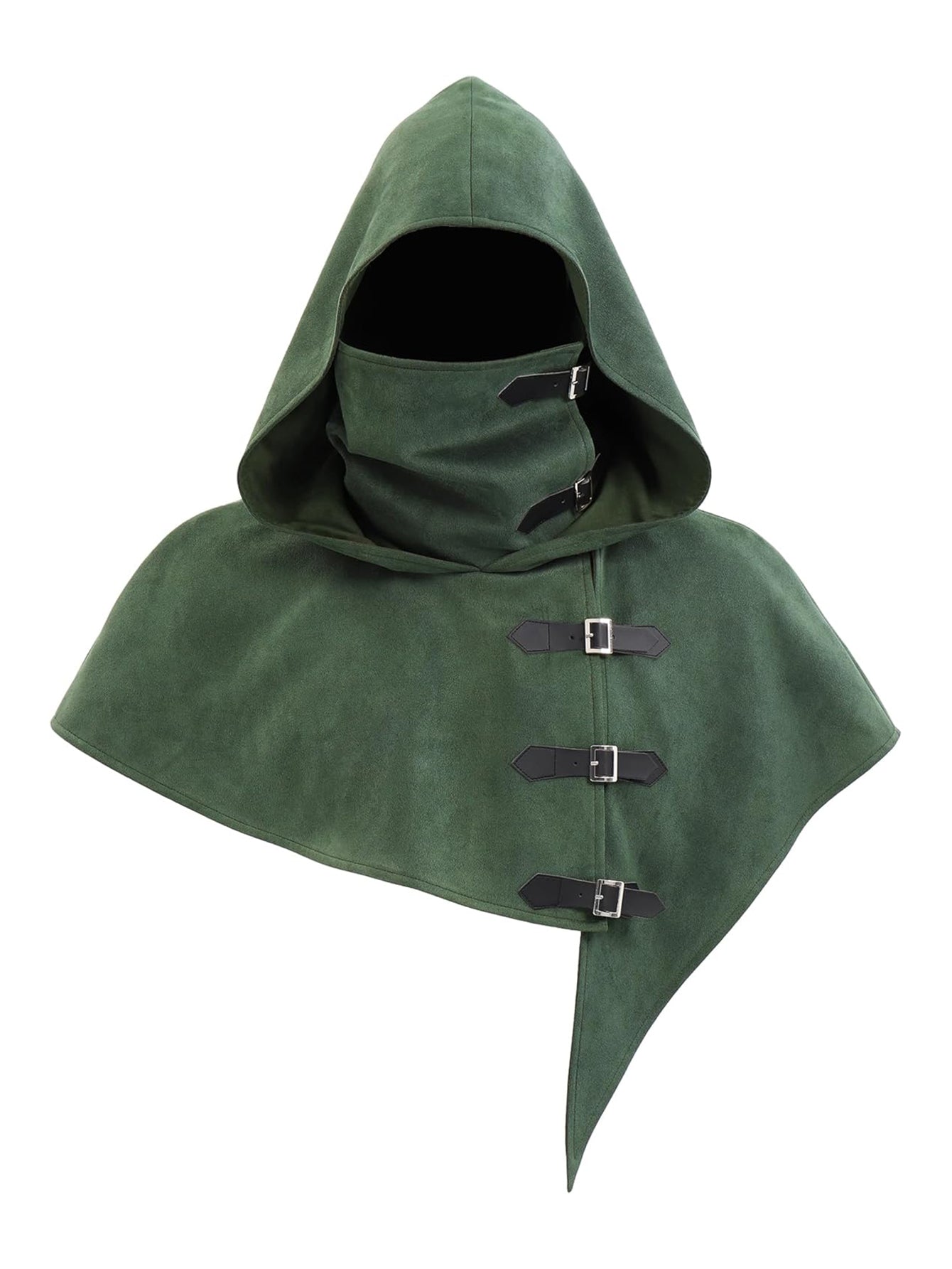 Medieval Cowl Hood With Buckles Renaissance Hooded Cape Hat Costume Accessories For Halloween Party