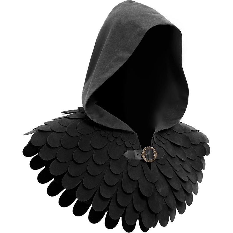 Medieval Cowl Scaly Hat Renaissance Cape Hooded Gothic Pagan Scale Neck Armor Costume Accessories