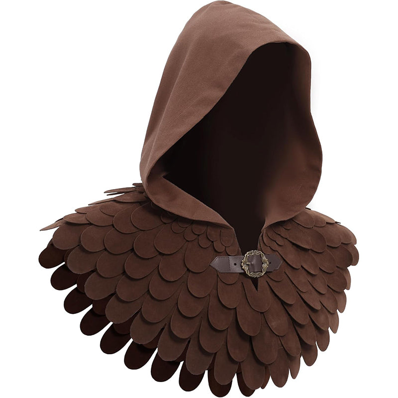 Medieval Cowl Scaly Hat Renaissance Cape Hooded Gothic Pagan Scale Neck Armor Costume Accessories