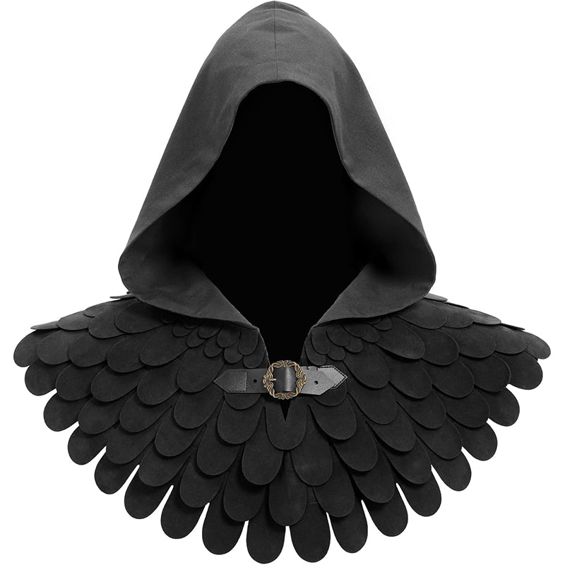 Medieval Cowl Scaly Hat Renaissance Cape Hooded Gothic Pagan Scale Neck Armor Costume Accessories