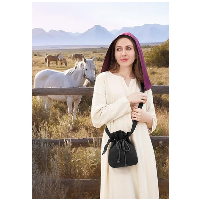 Medieval Drawstring Shoulder Bag Renaissance Canvas Dice Bag Coin Purse Ren Faire Costume Accessories