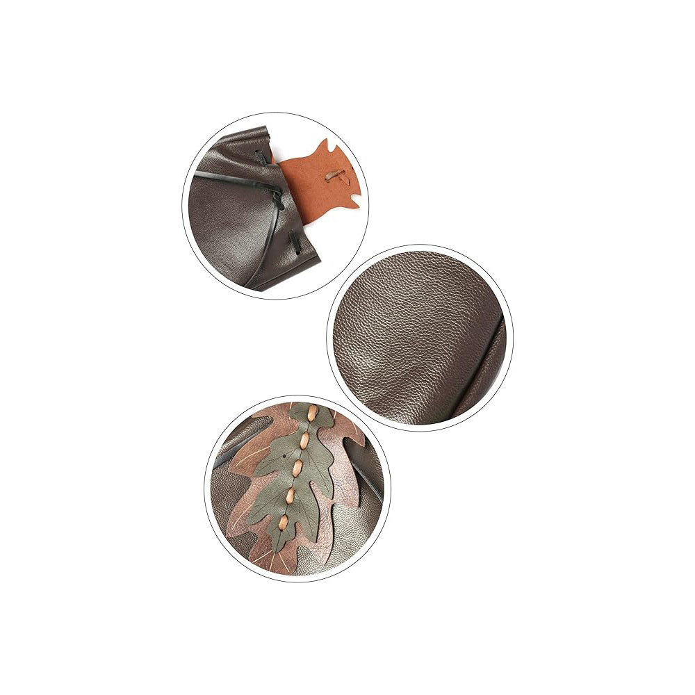 Medieval Drawstring PU Leather Belt Pouch Renaissance Vintage Waist Bag Coin Purse for LARP Pirate Gothic Accessories