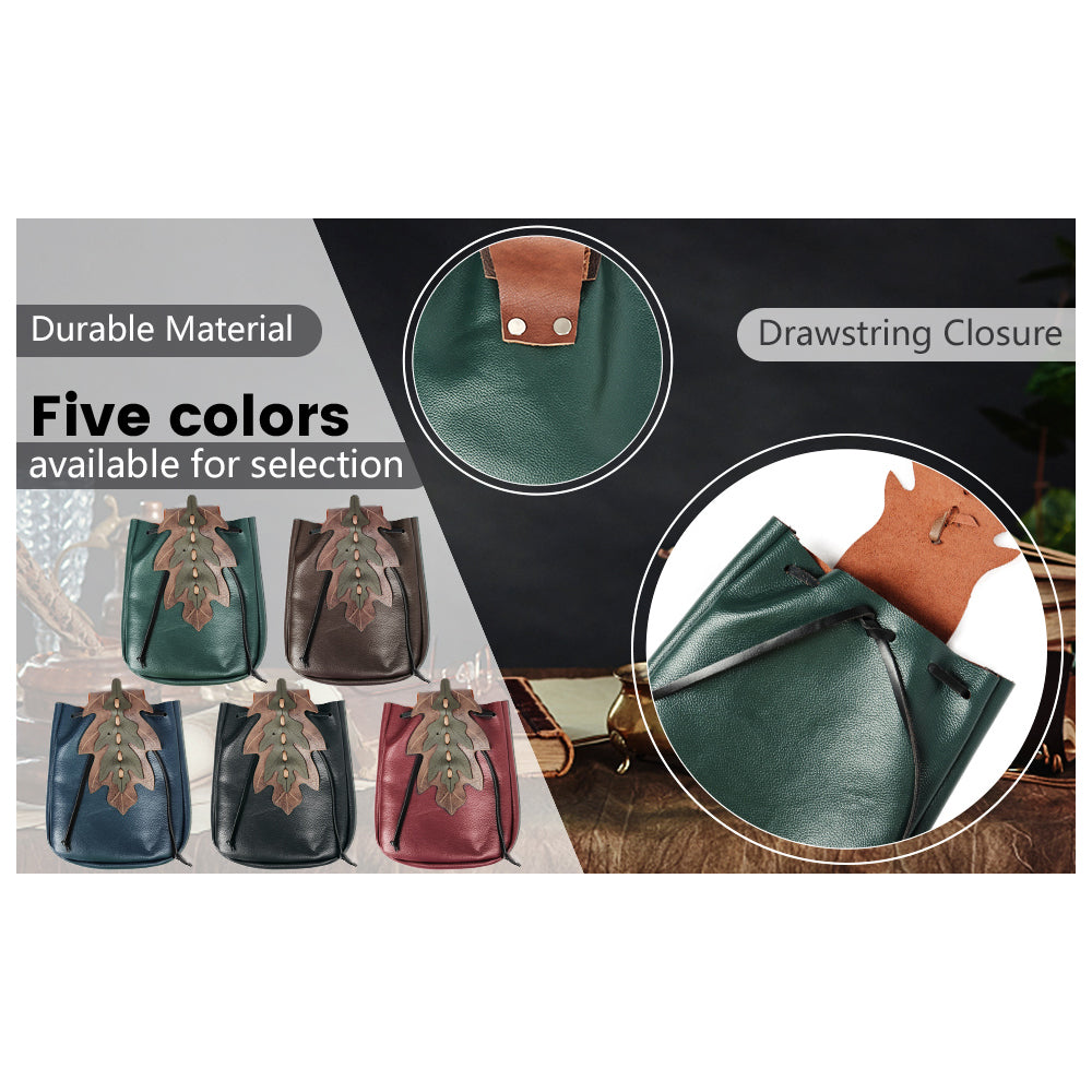 Medieval Drawstring PU Leather Belt Pouch Renaissance Vintage Waist Bag Coin Purse for LARP Pirate Gothic Accessories