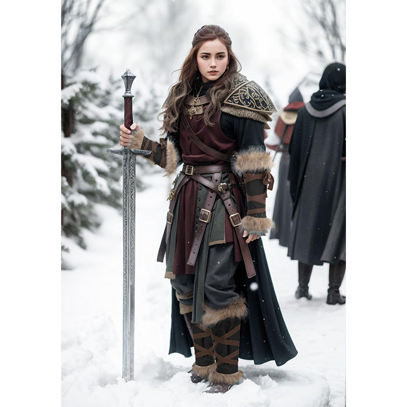 Medieval Faux Fur Arm Wrap Linen Cuffs Renaissance Eskimo LARP Arm Wraps Costume Accessories