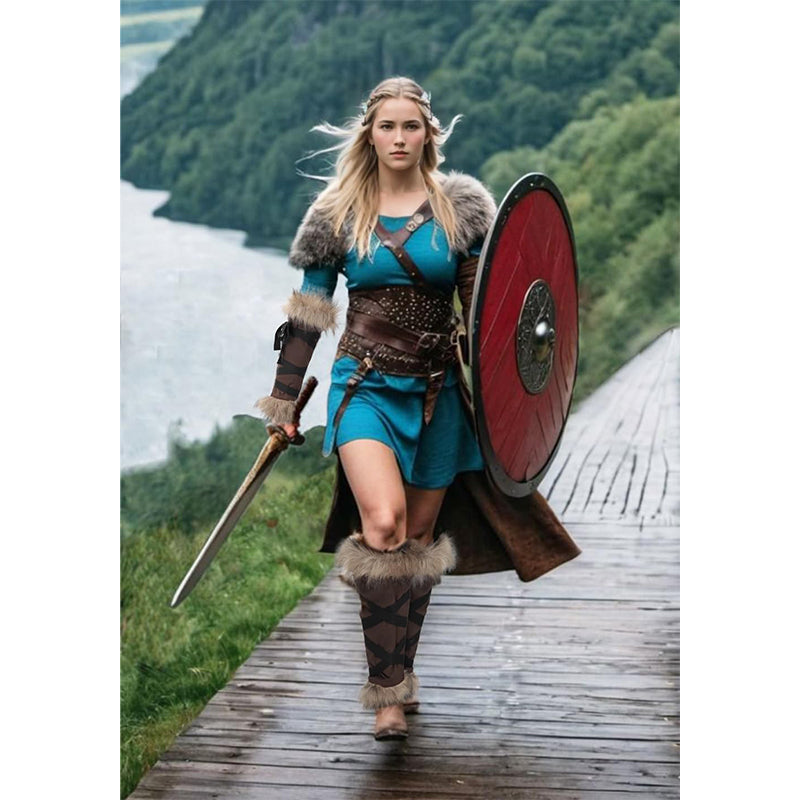 Medieval Faux Fur Arm Wrap Linen Cuffs Renaissance Eskimo LARP Arm Wraps Costume Accessories