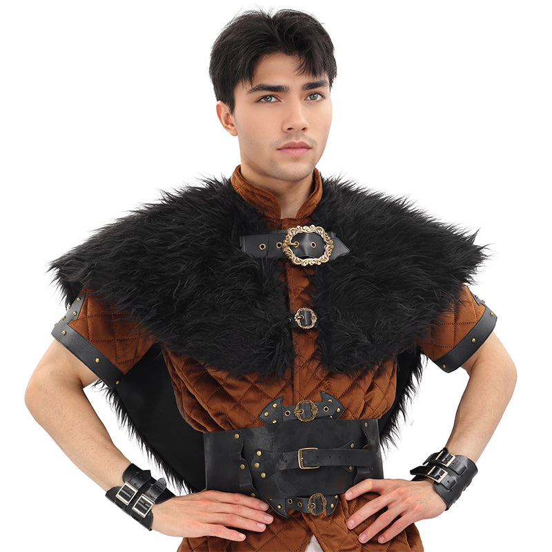 Medieval Faux Fur Collar Shawl Victorian Shoulder Wrap Collar Adjustable Cape Renaissance LARP Cape Costume Accessories