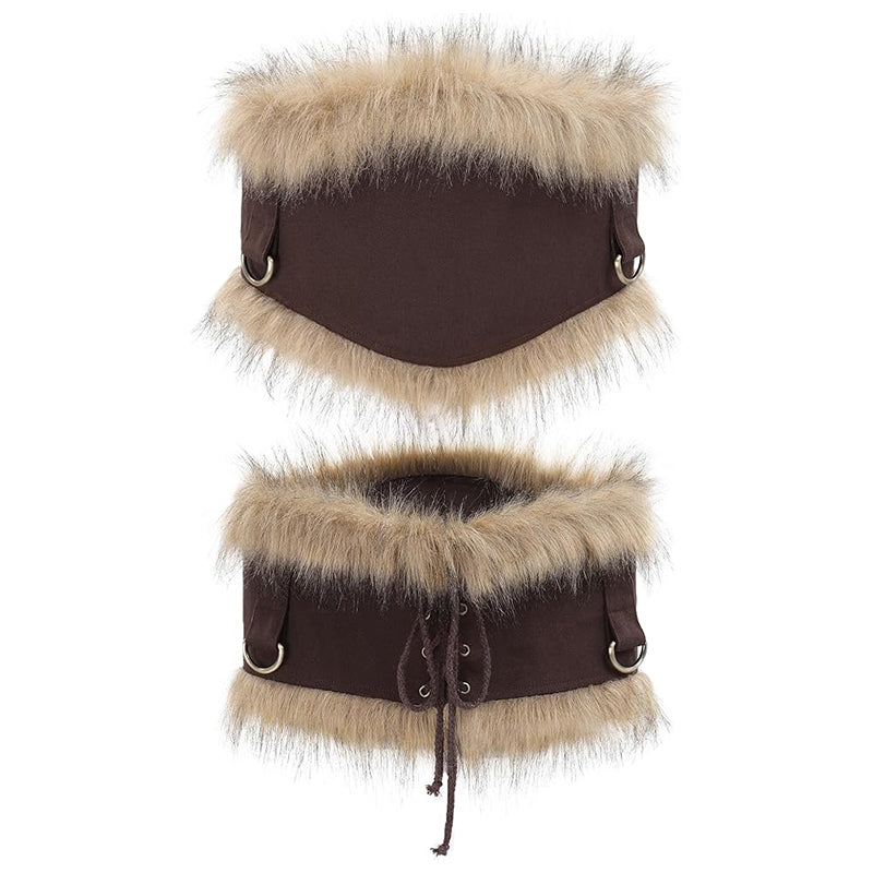 Medieval Faux Fur Wide Belt Vintage Nordic Warrior Corset Waistband Waist Armor Renaissance LARP Cosplay Costume Accessories