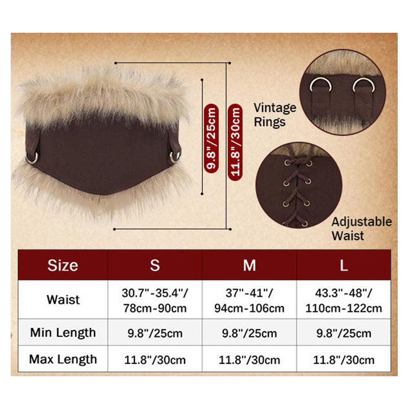 Medieval Faux Fur Wide Belt Vintage Nordic Warrior Corset Waistband Waist Armor Renaissance LARP Cosplay Costume Accessories
