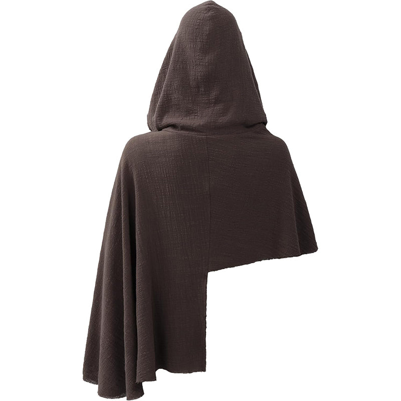 Medieval Hooded Shawl Scarf Renaissance Post Apocalyptic Cowl Hood Cloak With Face Cover Brooch Costume Accessories