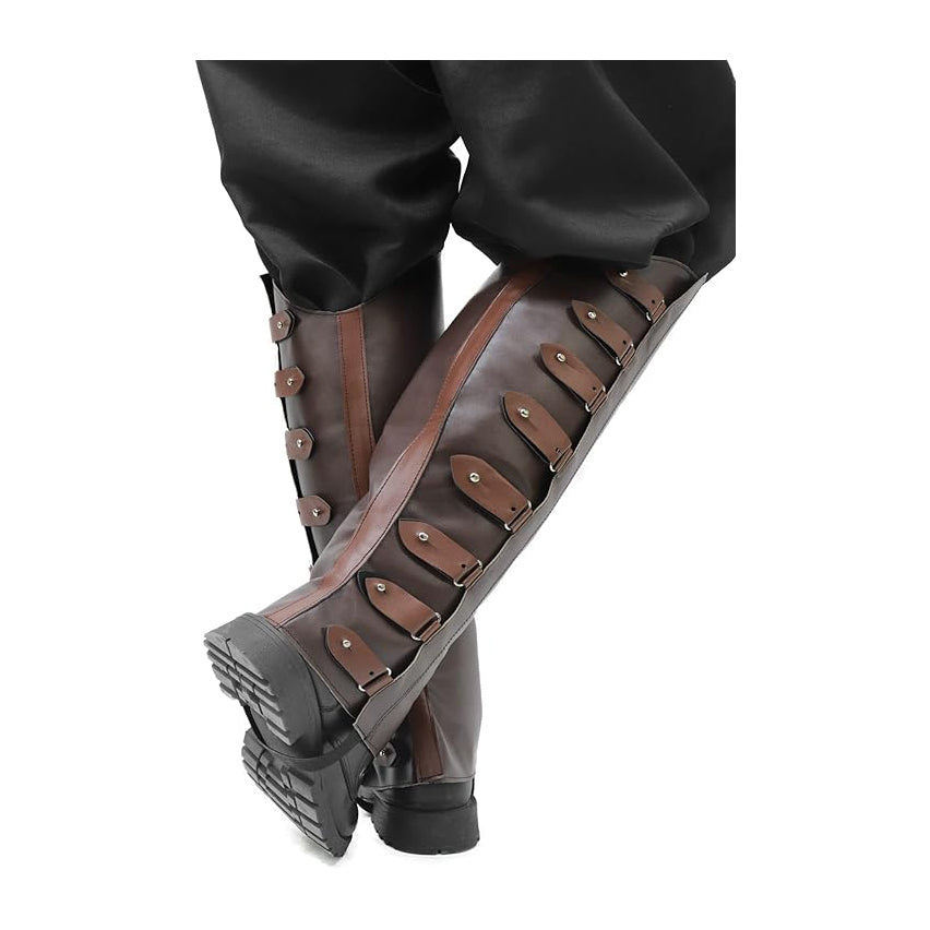 Medieval Men Pirate Boot Covers PU Leather Leg Armor Guard Ranaissance Leg Covers Costume Accessories