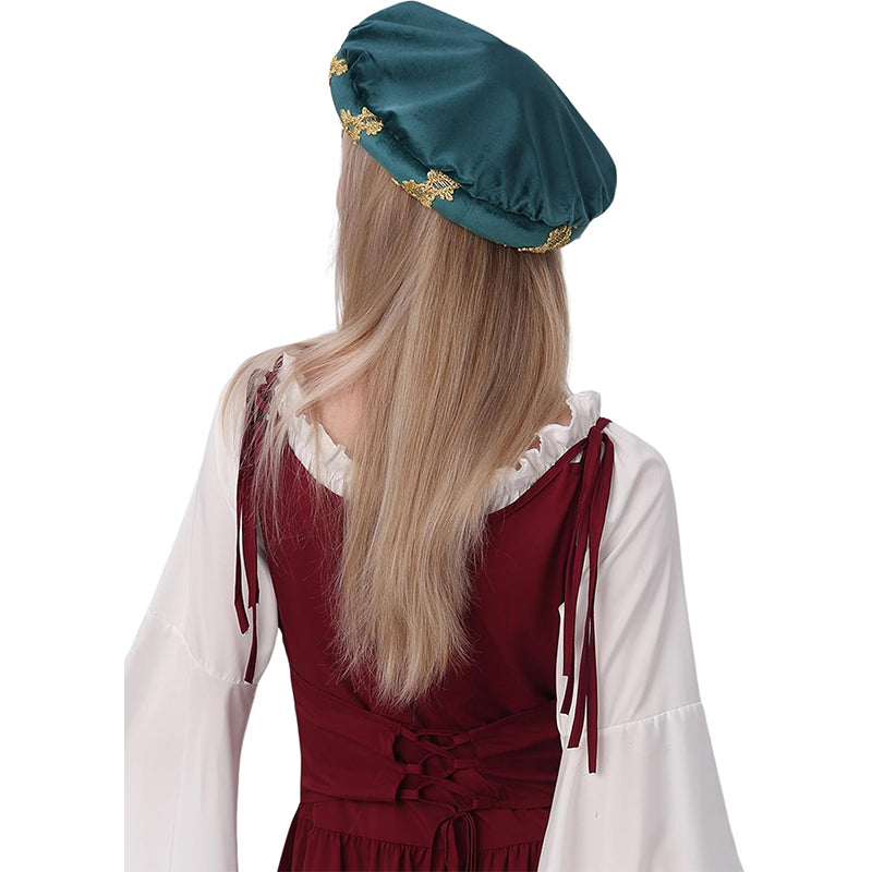 Medieval Padded Roll Hat Renaissance Coif Cap Velvet Headpiece Bourrelet Bonnet 14th Century Cosplay Costume Accessories Cap