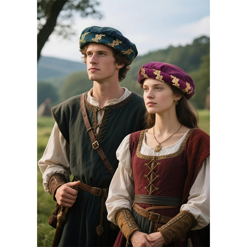 Medieval Padded Roll Hat Renaissance Coif Cap Velvet Headpiece Bourrelet Bonnet 14th Century Cosplay Costume Accessories Cap