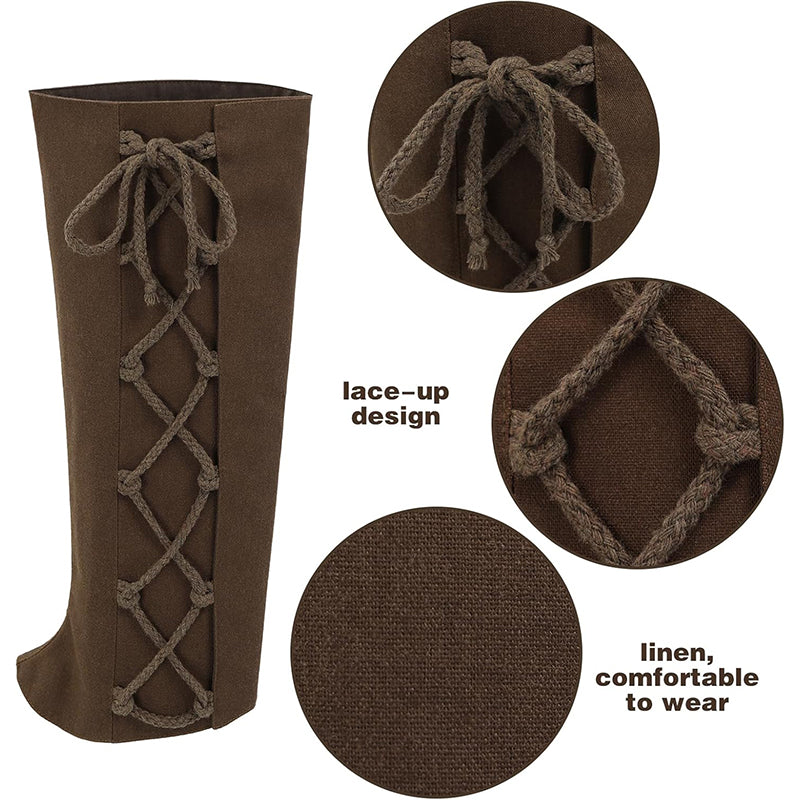 Medieval Pirate Boot Covers Renaissance Leg Gaiters Linen Leg Covers Cosplay Costume Accessories