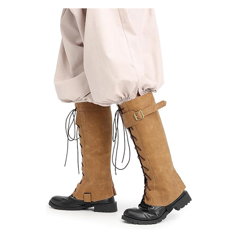 Medieval Pirate Boot Covers Renaissance Steampunk Leg Covers Faux Leather Ren Faire Leg Guards Costume Accessories