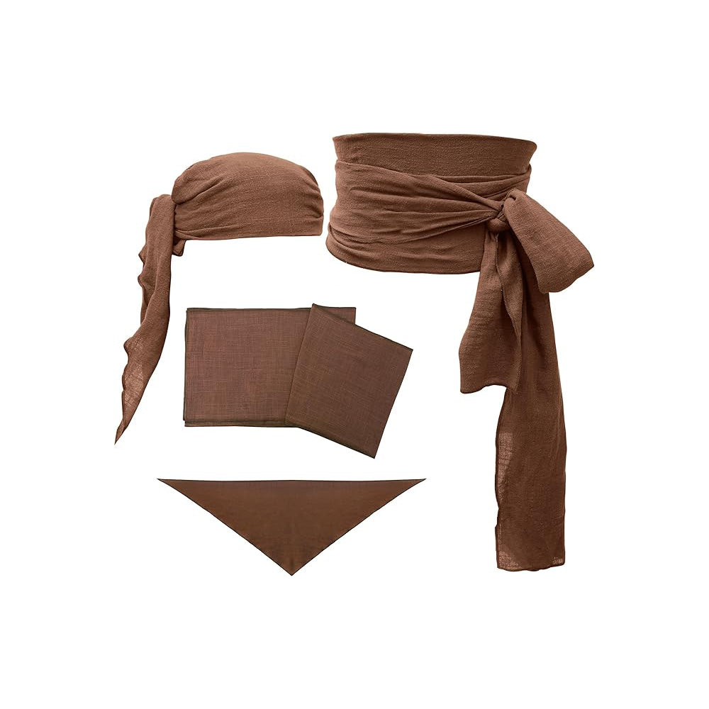Medieval Pirate Sash Bandana 2 PCS Waist Belt Headband Head Scarf Halloween Costume Accessories