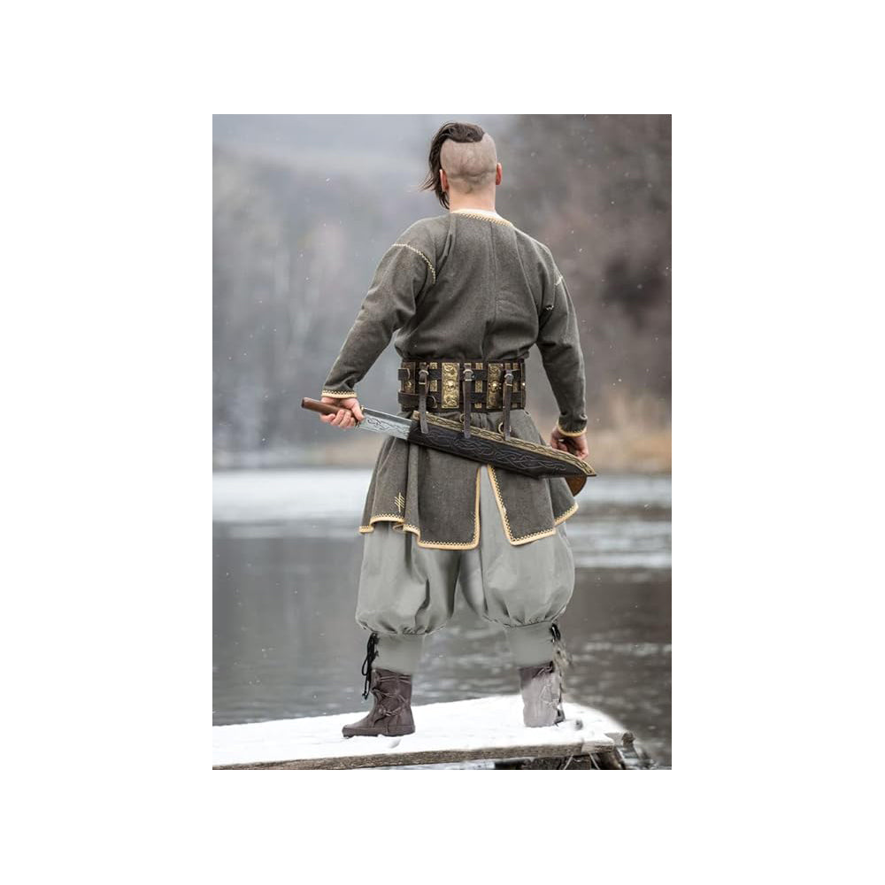 Medieval Pirate Retro Ankle Banded Pants for Men Linen Renaissance Navigator Pants Lace Up Bottoms