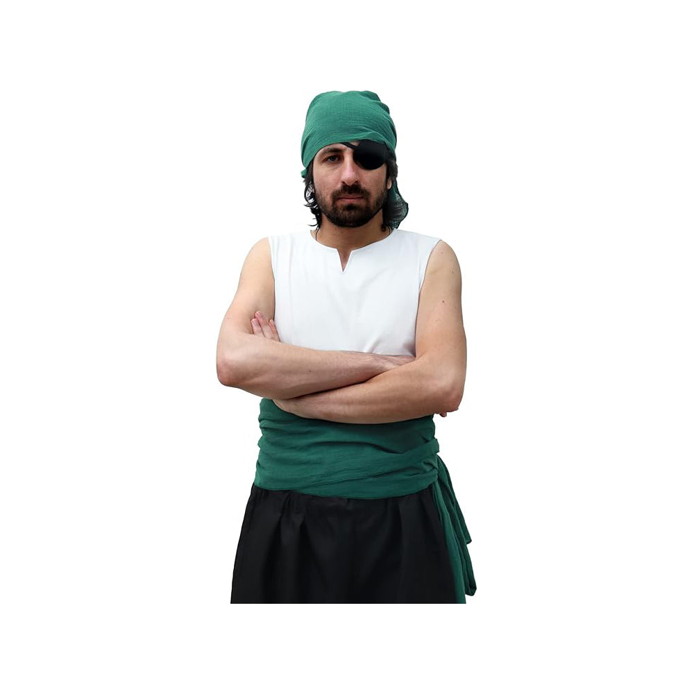 Medieval Pirate Sash Bandana 2 PCS Waist Belt Headband Head Scarf Halloween Costume Accessories