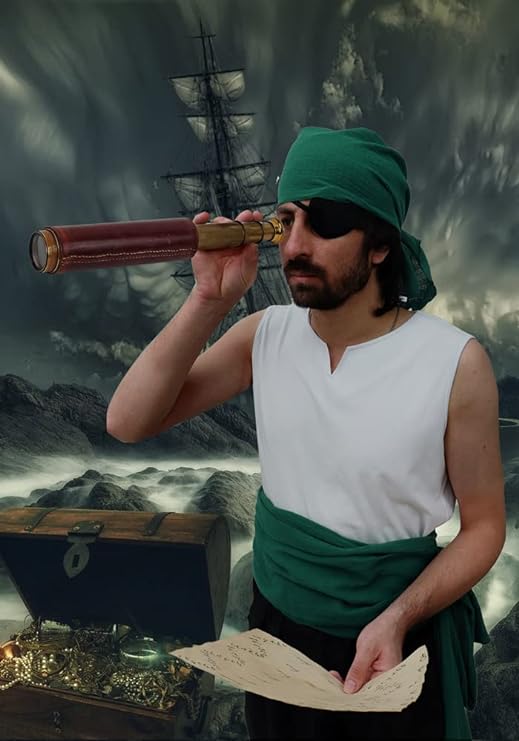 Medieval Pirate Sash Bandana 2 PCS Waist Belt Headband Head Scarf Halloween Costume Accessories