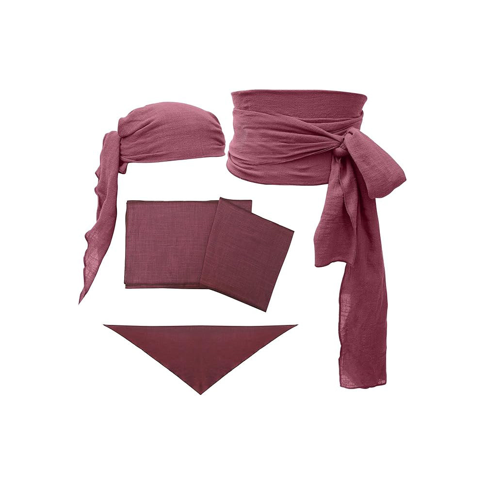 Medieval Pirate Sash Bandana 2 PCS Waist Belt Headband Head Scarf Halloween Costume Accessories