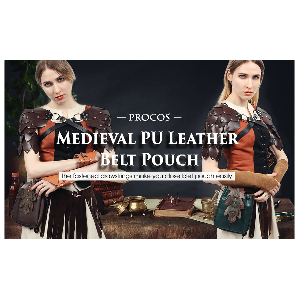 Medieval Drawstring PU Leather Belt Pouch Renaissance Vintage Waist Bag Coin Purse for LARP Pirate Gothic Accessories
